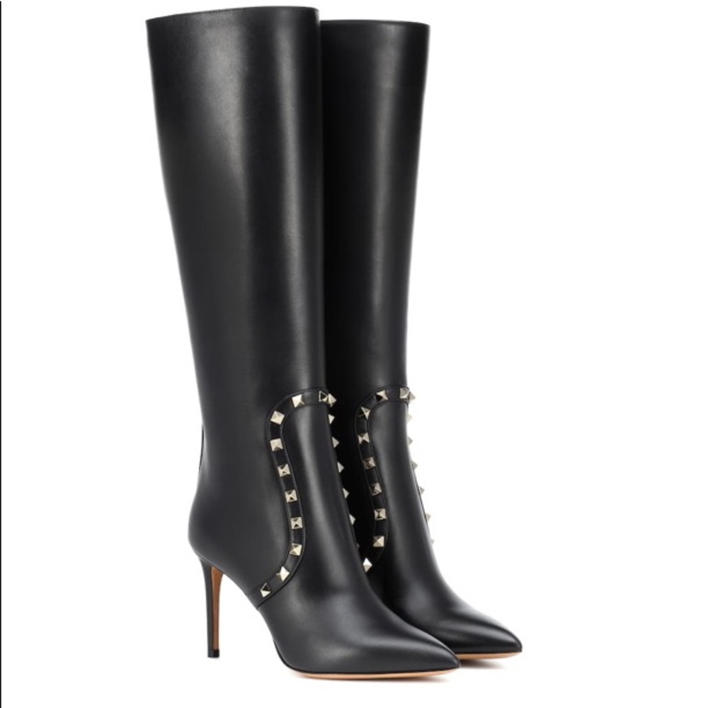 Valentino Rockstud Stiletto Knee High Boots EU 38